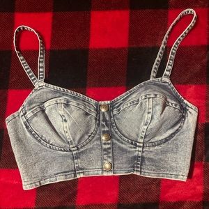 Rue21 Denim Corset Crop Top - Size L - NWOT